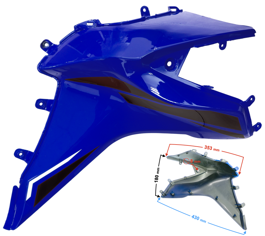 Tankdeksel rechts blauw GT 125
